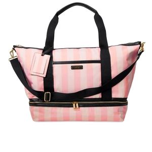 The Victoria's Secret Signature Striped Getaway Overnight Bag